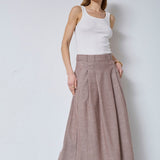 JihoCC Anya Pleat Skirt - Brown