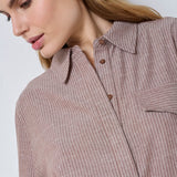 JihoCC Stripe SS Shirt - Brown