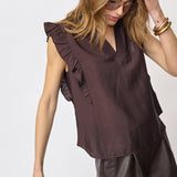 HeraCC Frill SS V-Top - Dark Brown