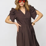 HeraCC SS Wrap Dress - Dark Brown