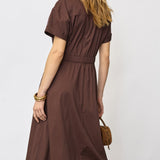 ElaraCC Wrap SS Dress - Dark Brown
