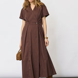ElaraCC Wrap SS Dress - Dark Brown