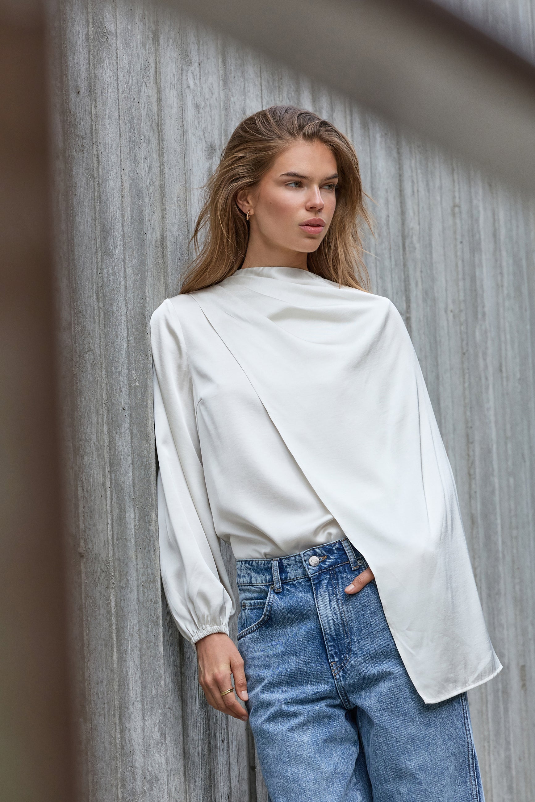 IdunCC Cape LS Blouse - Off-White - Co'couture