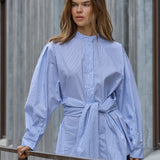FioraCC Stripe Double Collar Shirt - Pale Blue