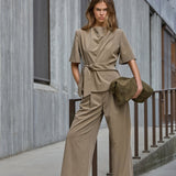 MelvaCC TieCC SS Blouse - Faded Khaki