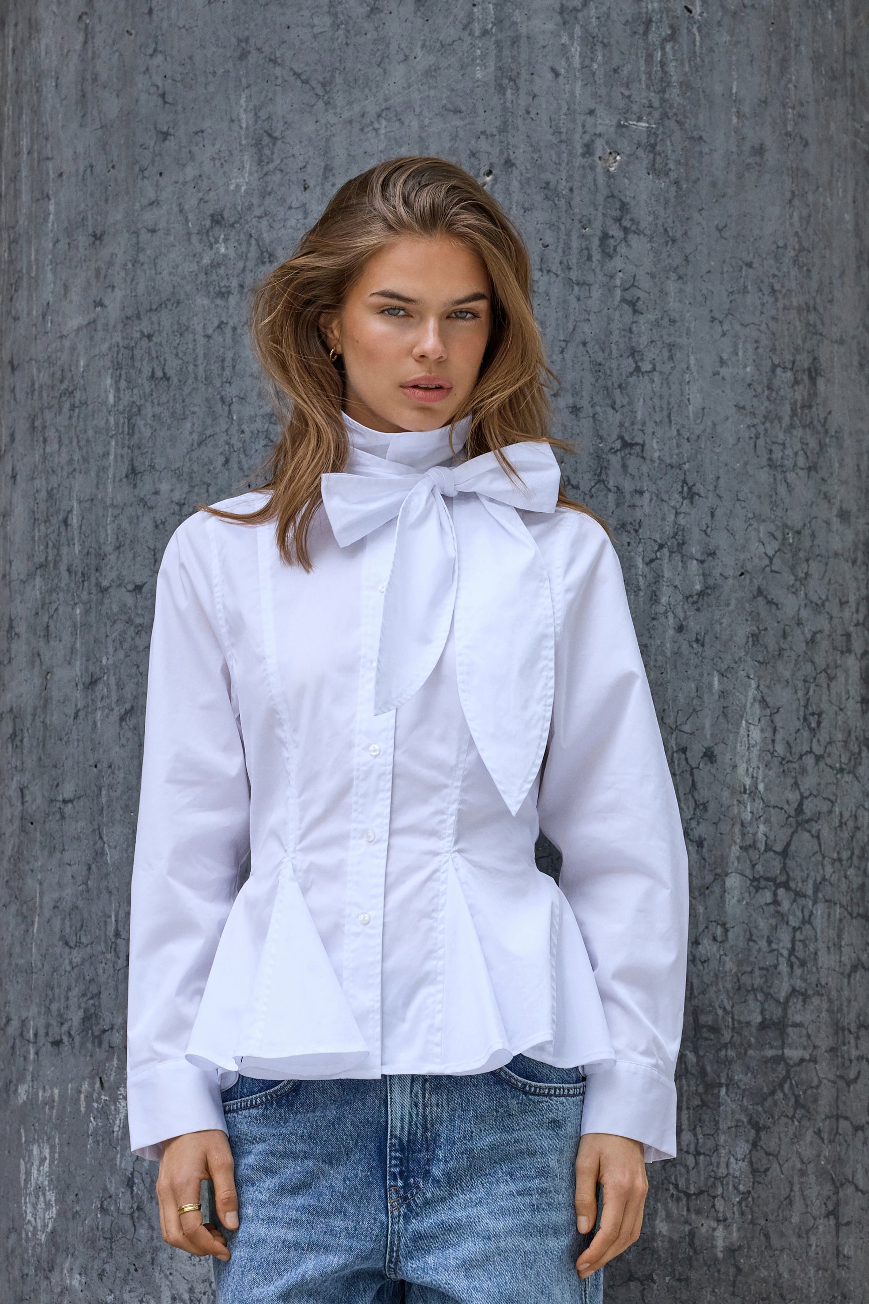 PoppyCC Peplum Tie Shirt - White - Co'couture