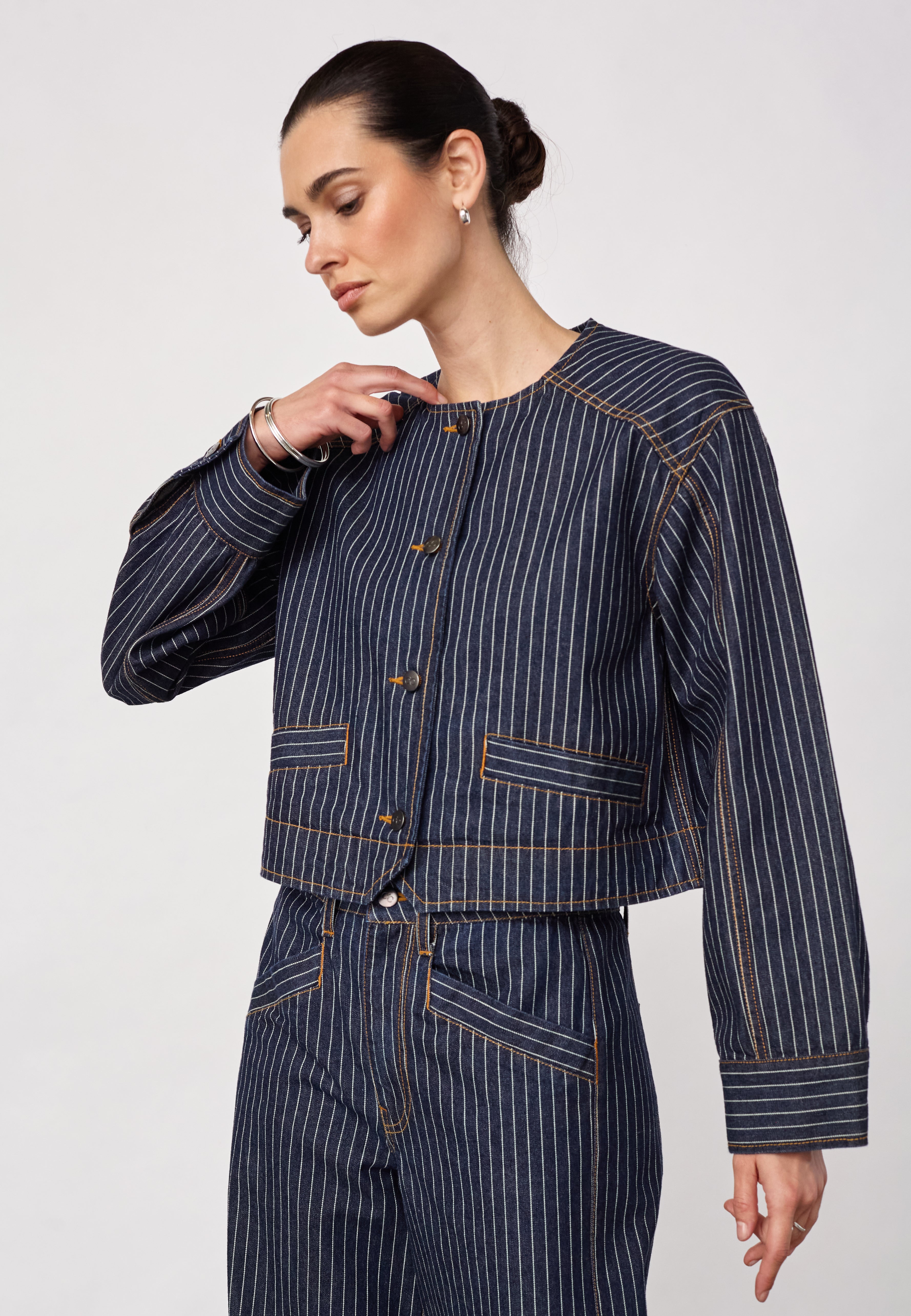 SiggaCC Stripe Jacket - Denim Blue - Co'couture