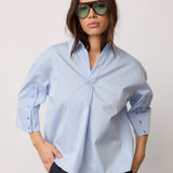 PoppyCC V-Blouse - Pale Blue