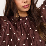 DitaCC Dot Balloon Blouse - Dark Brown