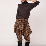 DagnyCC Check Tie Skirt - Brown