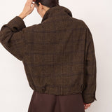 OlvaCC Check Balloon Jacket - Dark Brown