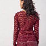 PenolaCC O-Neck Blouse - Wine Red