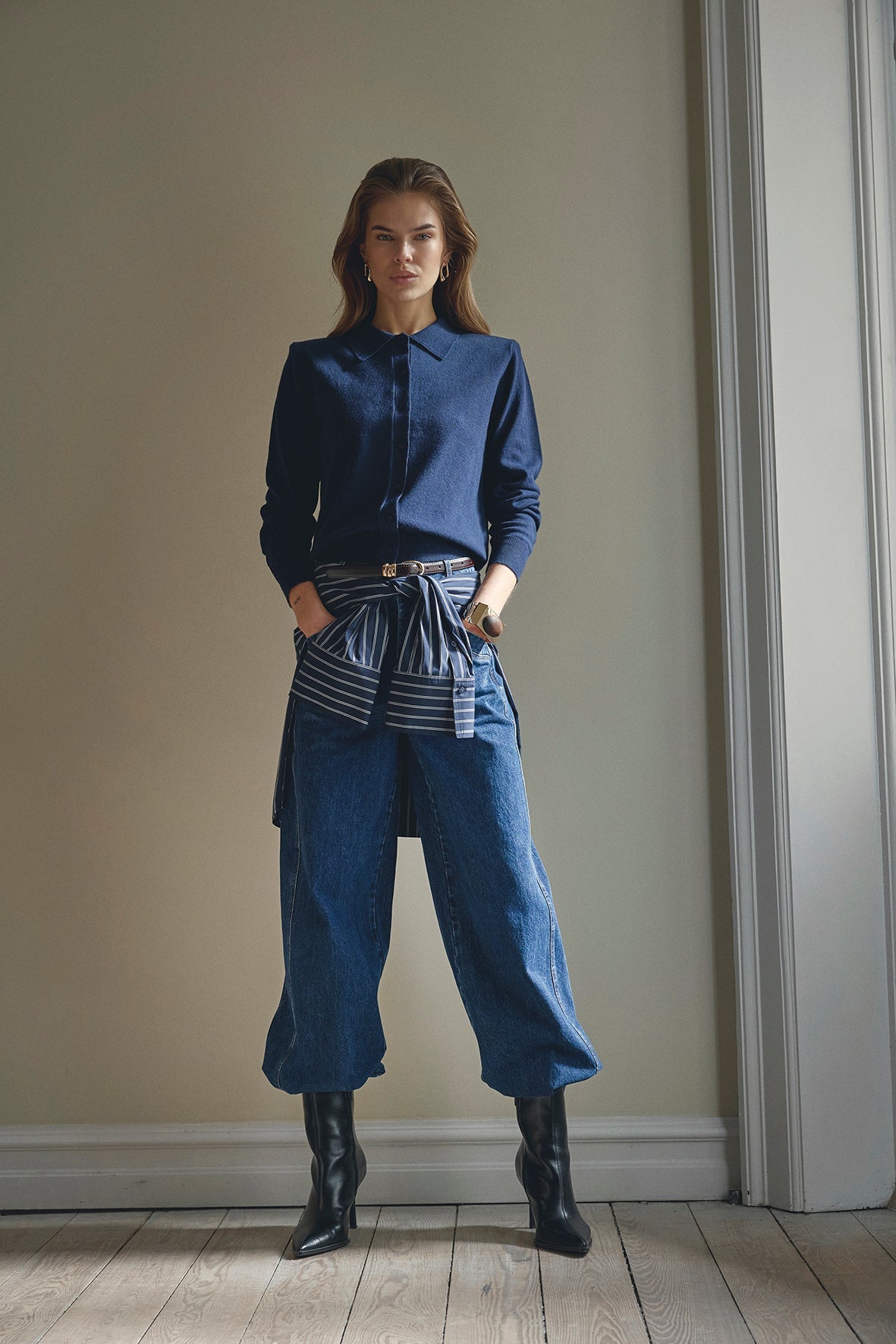 CoryCC Padded LS Cardigan - Navy - Co'couture