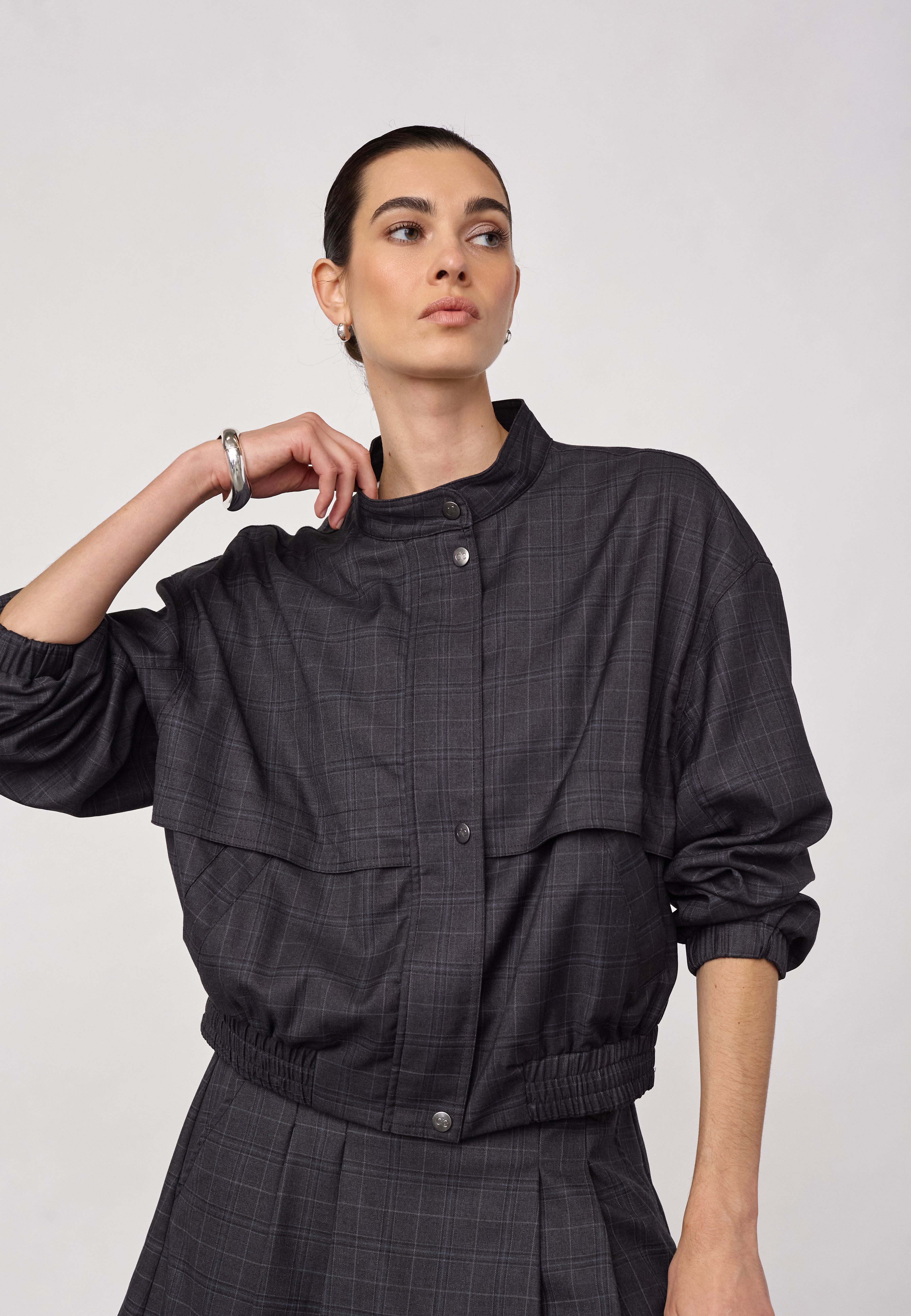 EloraCC Check Jacket - Dark Grey - Co'couture