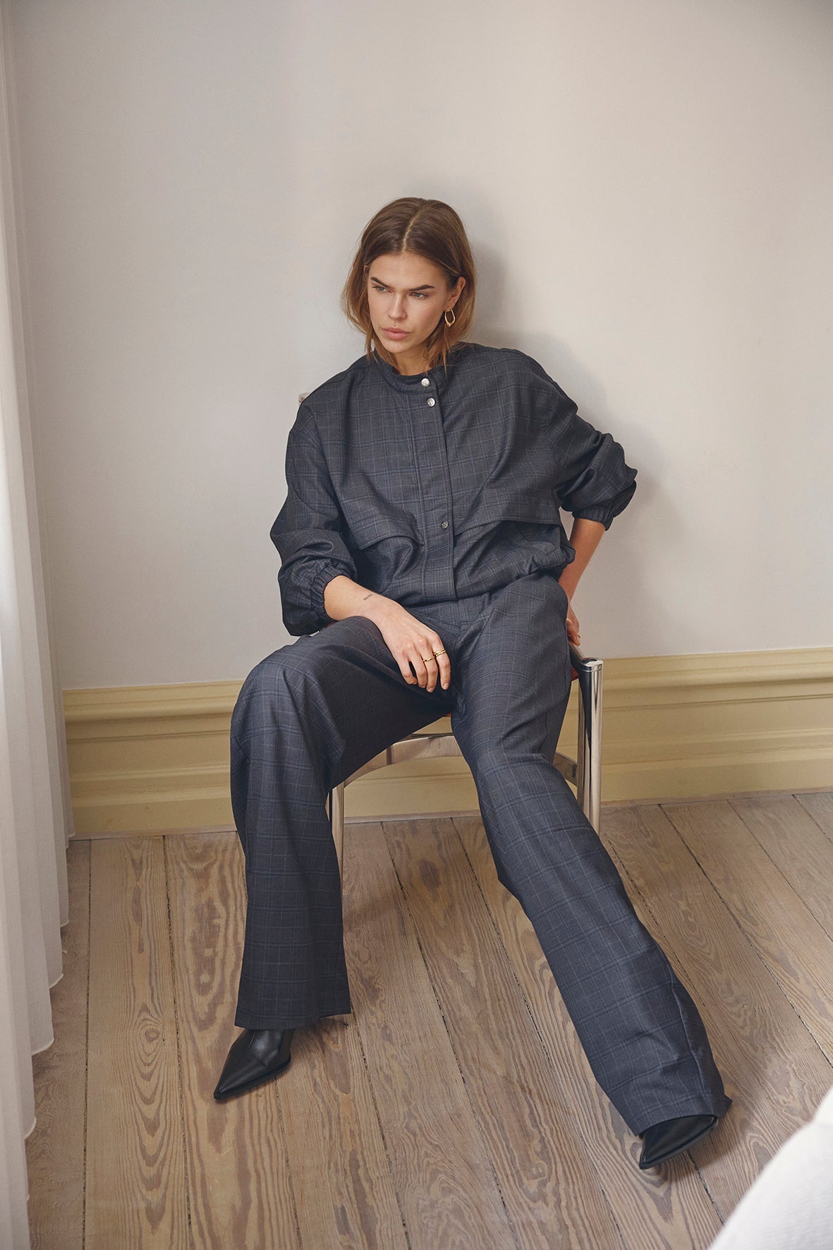 EloraCC Check Jacket - Dark Grey - Co'couture
