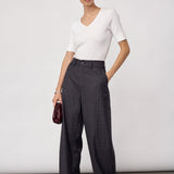 EloraCC Check Barrel Pant - Dark Grey