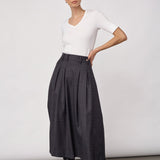 EloraCC Check Pleat Skirt - Dark Grey