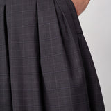 EloraCC Check Pleat Skirt - Dark Grey