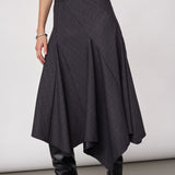 EloraCC Check Asym Skirt - Dark Grey