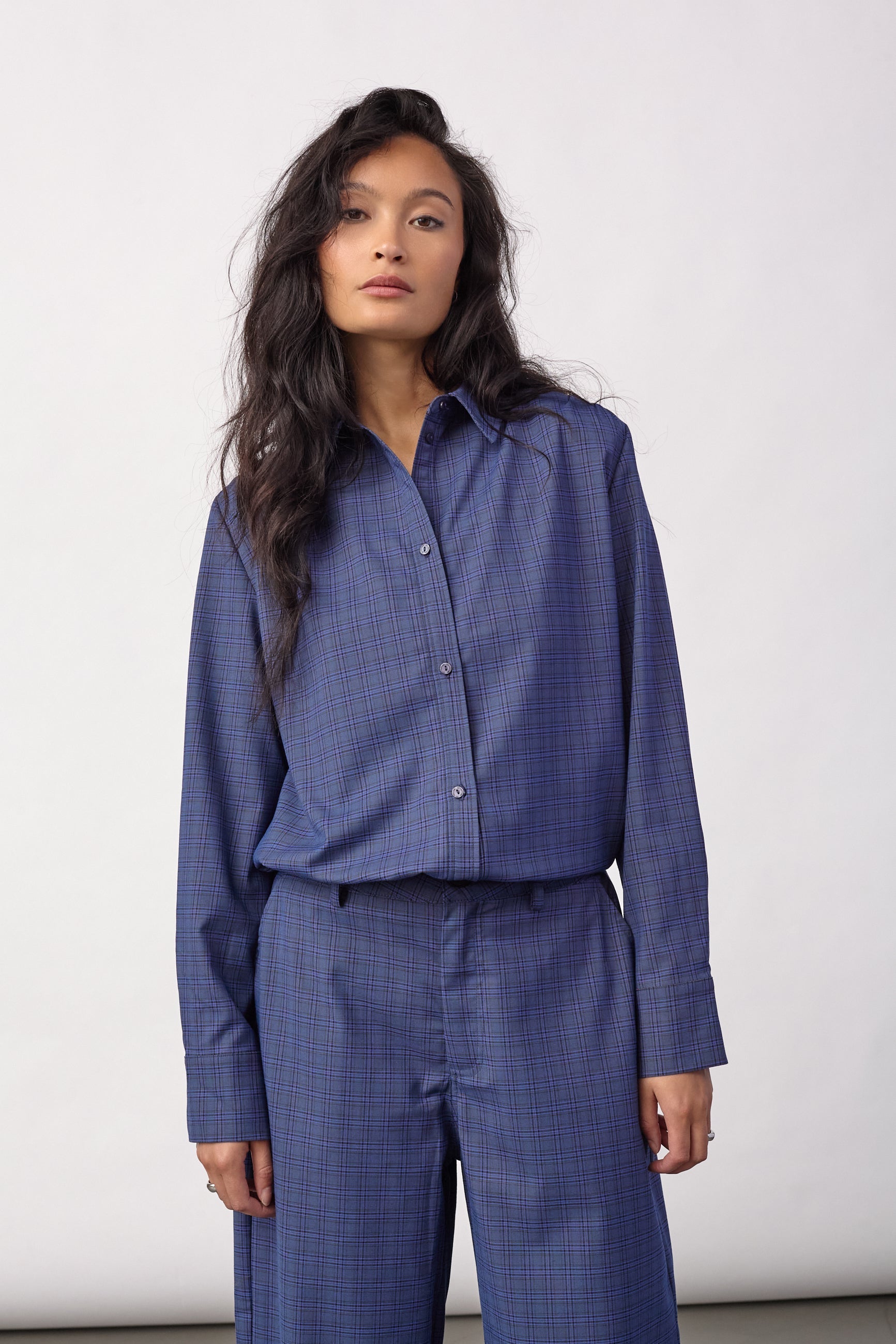 DaxterCC Check Pleat Shirt - New Blue - Co'couture