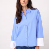 ElonaCC Check Cuff Shirt - Pale Blue