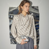 HellyCC Button Stripe Blouse - Off-White