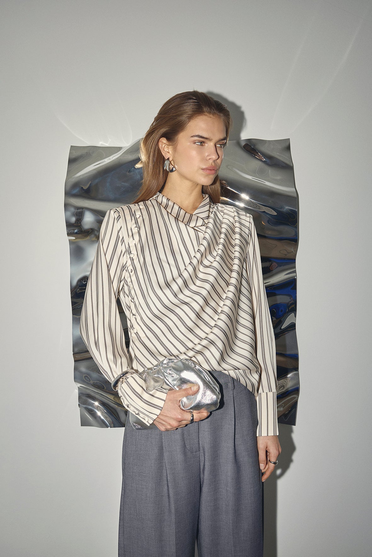 HellyCC Button Stripe Blouse - Off-White - Co'couture