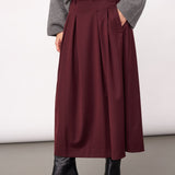 TerryCC Pleat Skirt - Wine Red