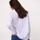 SomoCC Stripe Funnel Neck Shirt - White