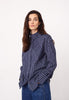 SomoCC Stripe Funnel Neck Shirt - Navy