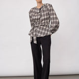 ChandlerCC Check Tie Blouse - Bone