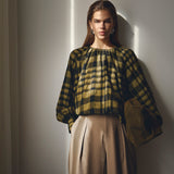 KyelCC Check Balloon Blouse - Army