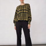 KyelCC Check Balloon Blouse - Army