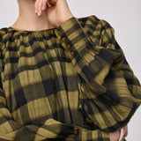 KyelCC Check Balloon Blouse - Army