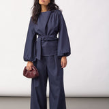 LunaCC Tie Blouse - Navy