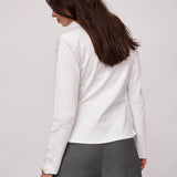 OrianeCC LS Pleat Tie Tee - White