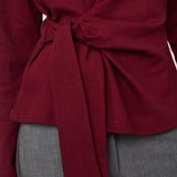 OrianeCC LS Pleat Tie Tee - Wine Red
