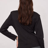 OrianeCC LS Pleat Tie Tee - Black