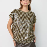 RheaCC Sequin Top - Dusty Army