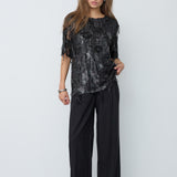 TyraCC Sequin SS Blouse - Black