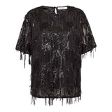 TyraCC Sequin SS Blouse - Black