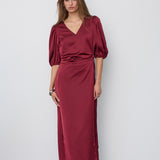 SafiraCC Wrap Dress - Wine Red