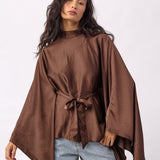IdunCC Poncho Blouse - Dark Brown