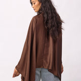 IdunCC Poncho Blouse - Dark Brown
