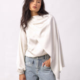 IdunCC Cape LS Blouse - Off-White