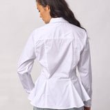 PoppyCC Peplum Tie Shirt - White