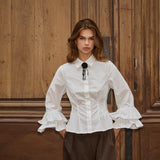 HalenCC Flare Pleat Shirt - White