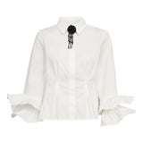 HalenCC Flare Pleat Shirt - White
