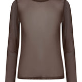 33201 MeshCC O-neck Blouse - Brown