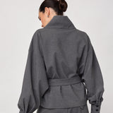 PriscillaCC Funnel Neck Blouse - Mid Grey